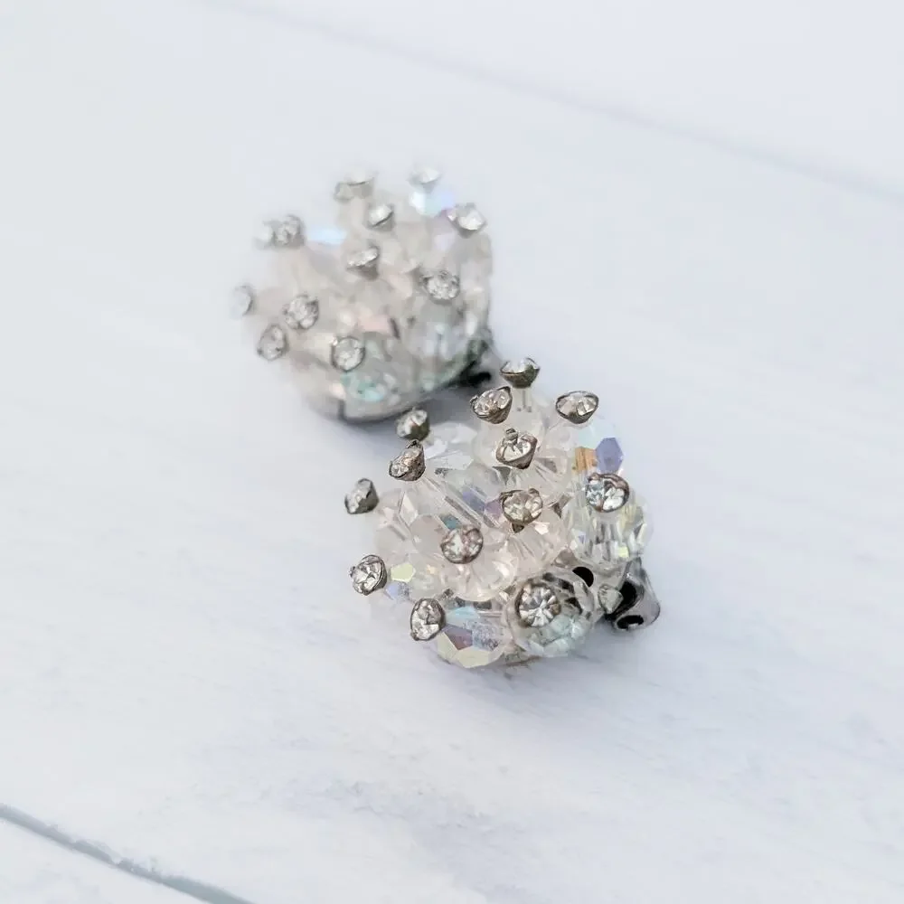 Vintage Clip On Earrings Unusual - Cluster Style - 7/8